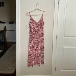 Reformation | Red Floral Button Front Midi Dress | Size 6